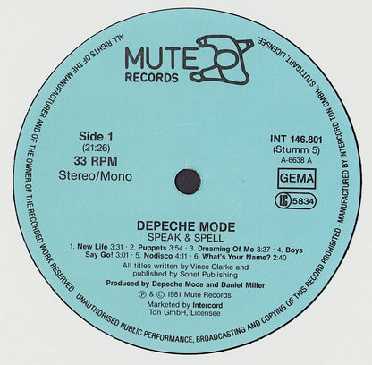 Depeche Mode ‎- Speak & Spell Vinyl LP