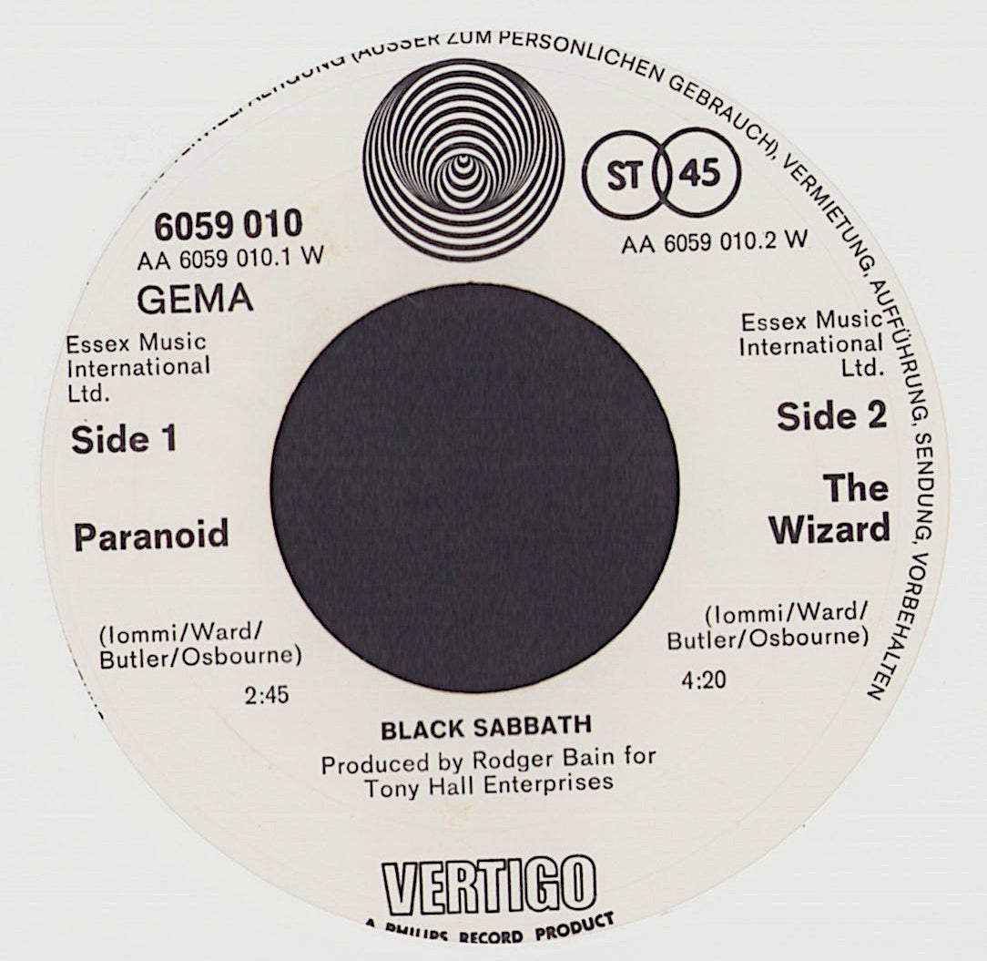 Black Sabbath - Paranoid Vinyl 7"