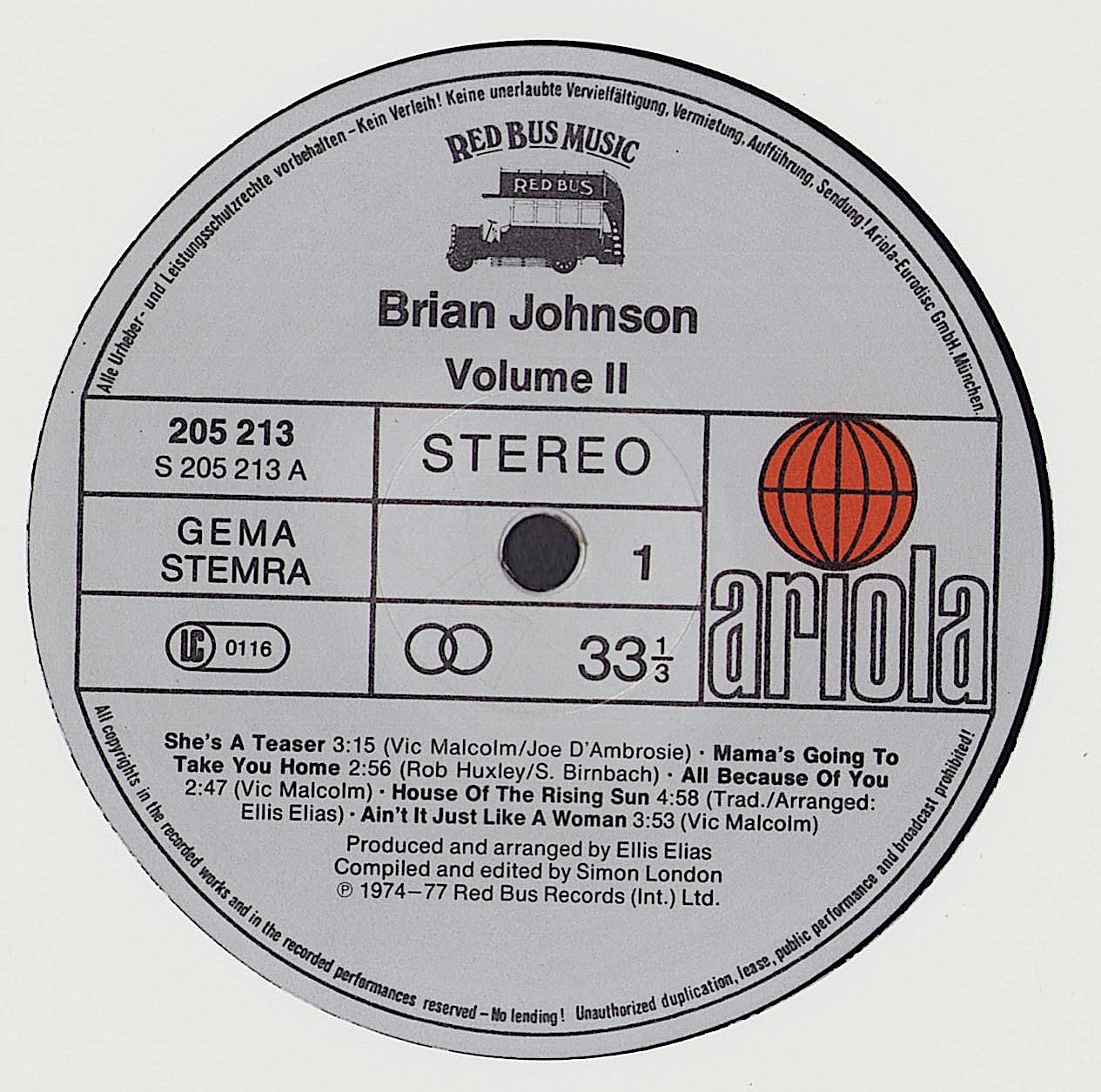 Brian Johnson ‎- Strange Man Vinyl LP
