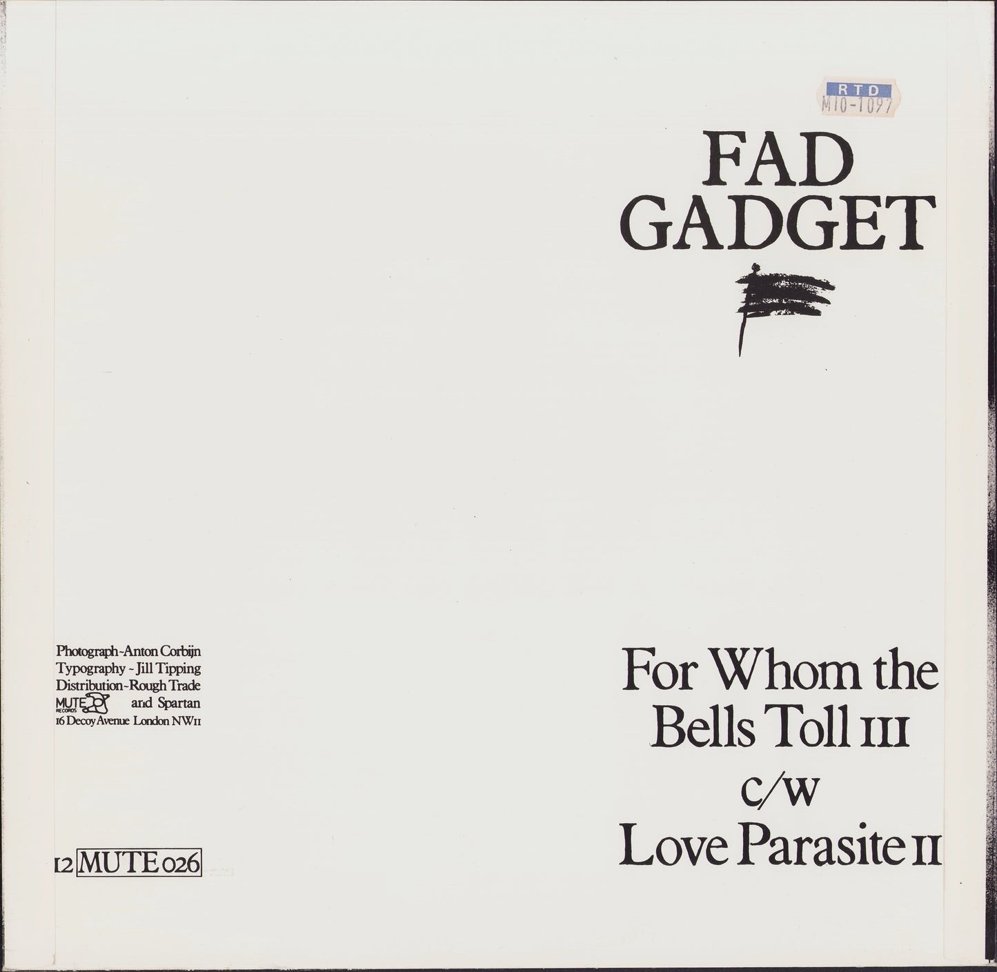 Fad Gadget ‎- For Whom The Bells Toll Vinyl 12"