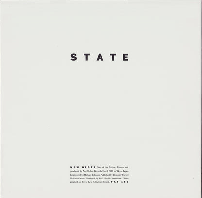 New Order ‎- State Of The Nation / Shame Of The Nation Vinyl 12"