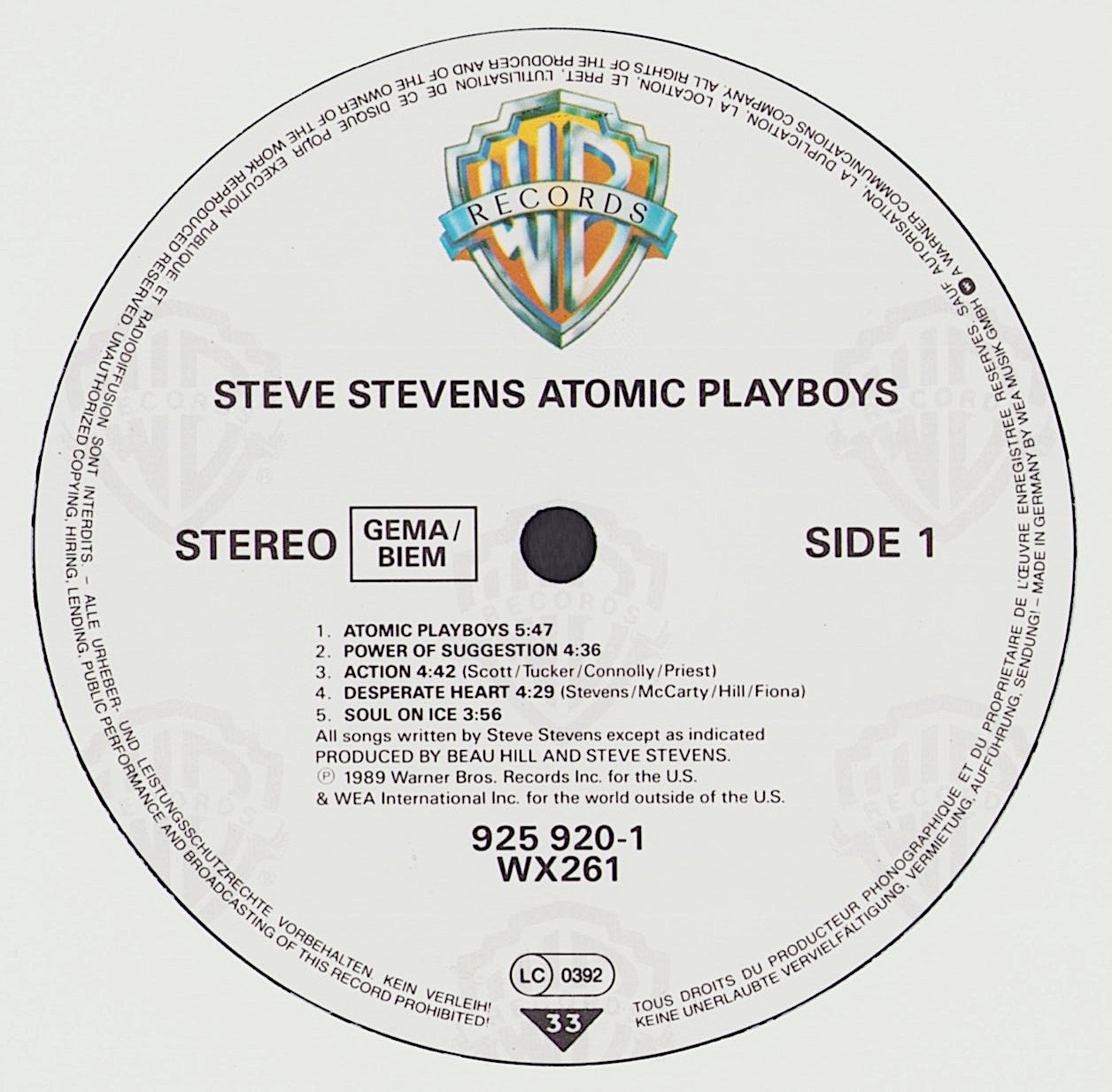 Steve Stevens -Atomic Playboys Vinyl LP