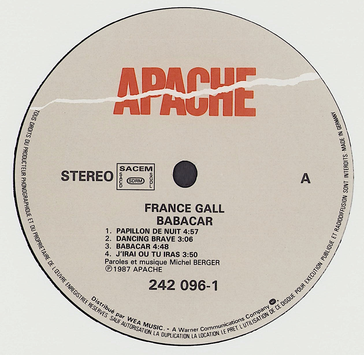 France Gall ‎- Babacar Vinyl LP FR