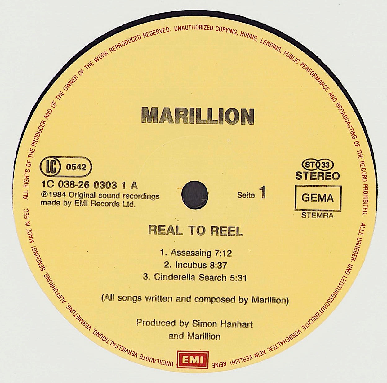 Marillion ‎- Real To Reel Vinyl LP