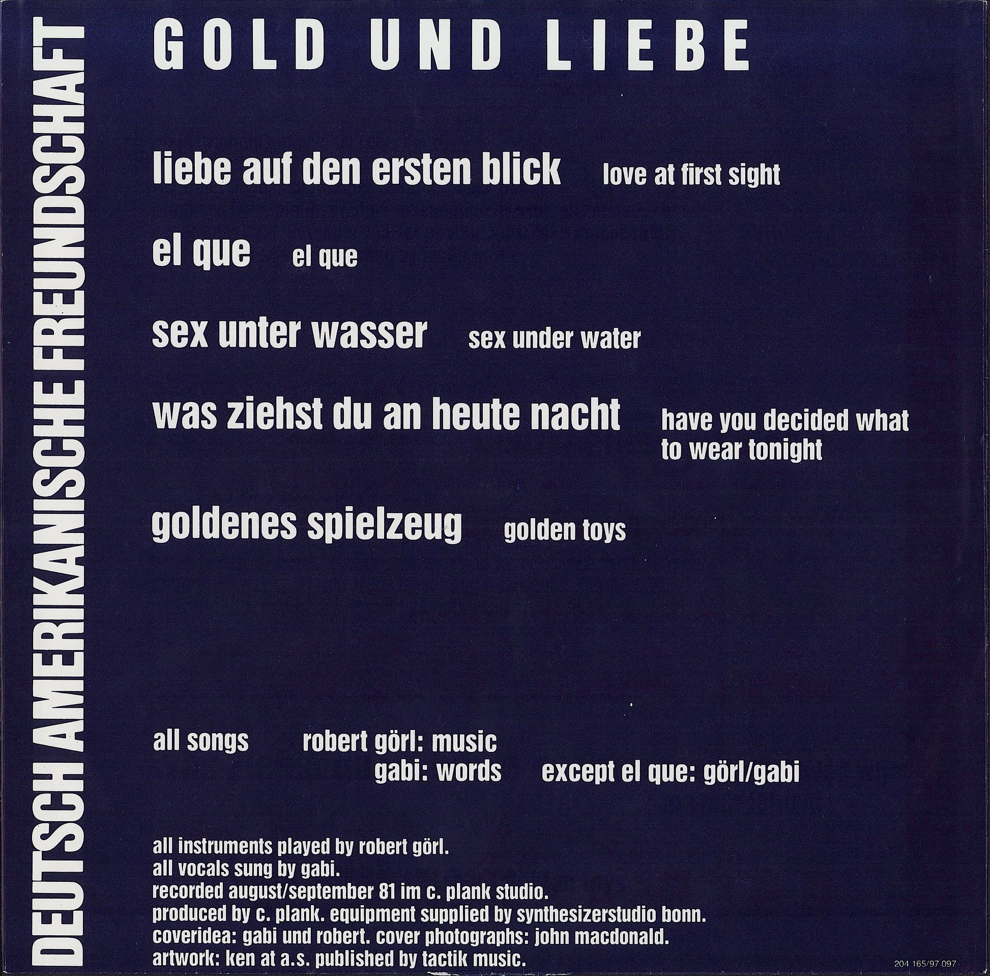 Deutsch Amerikanische Freundschaft ‎- Gold Und Liebe