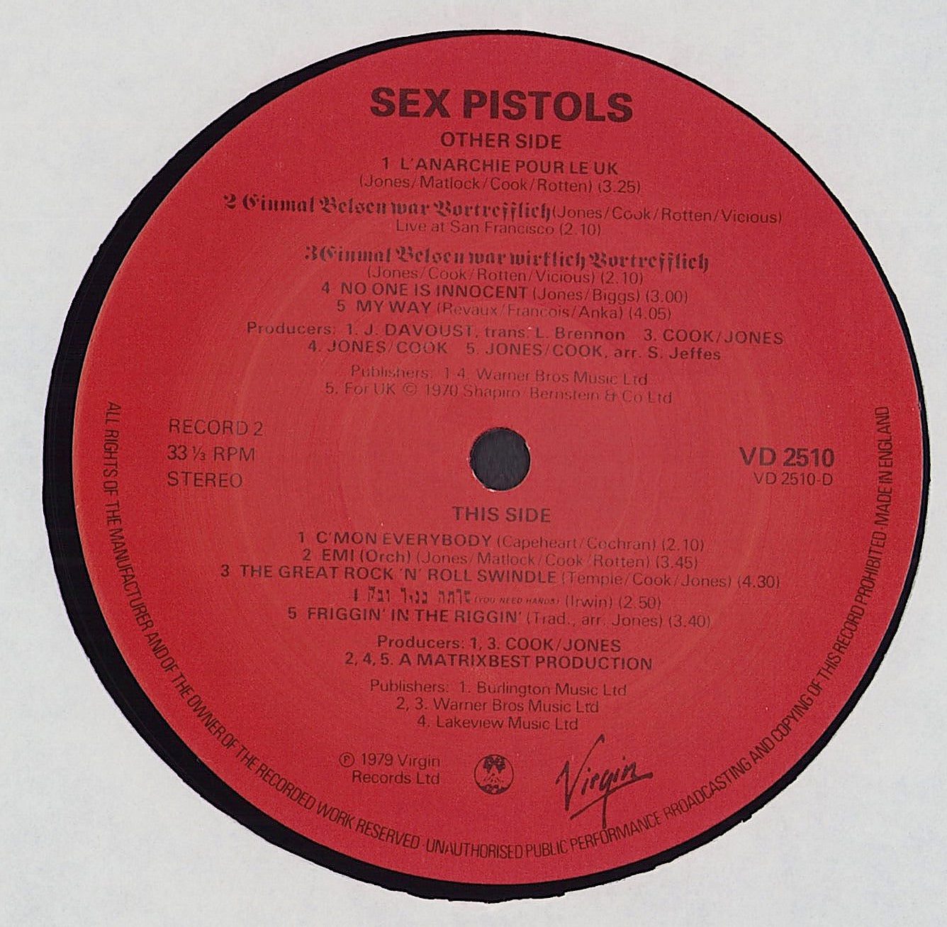 Sex Pistols ‎- The Great Rock 'N' Roll Swindle (Vinyl 2LP)