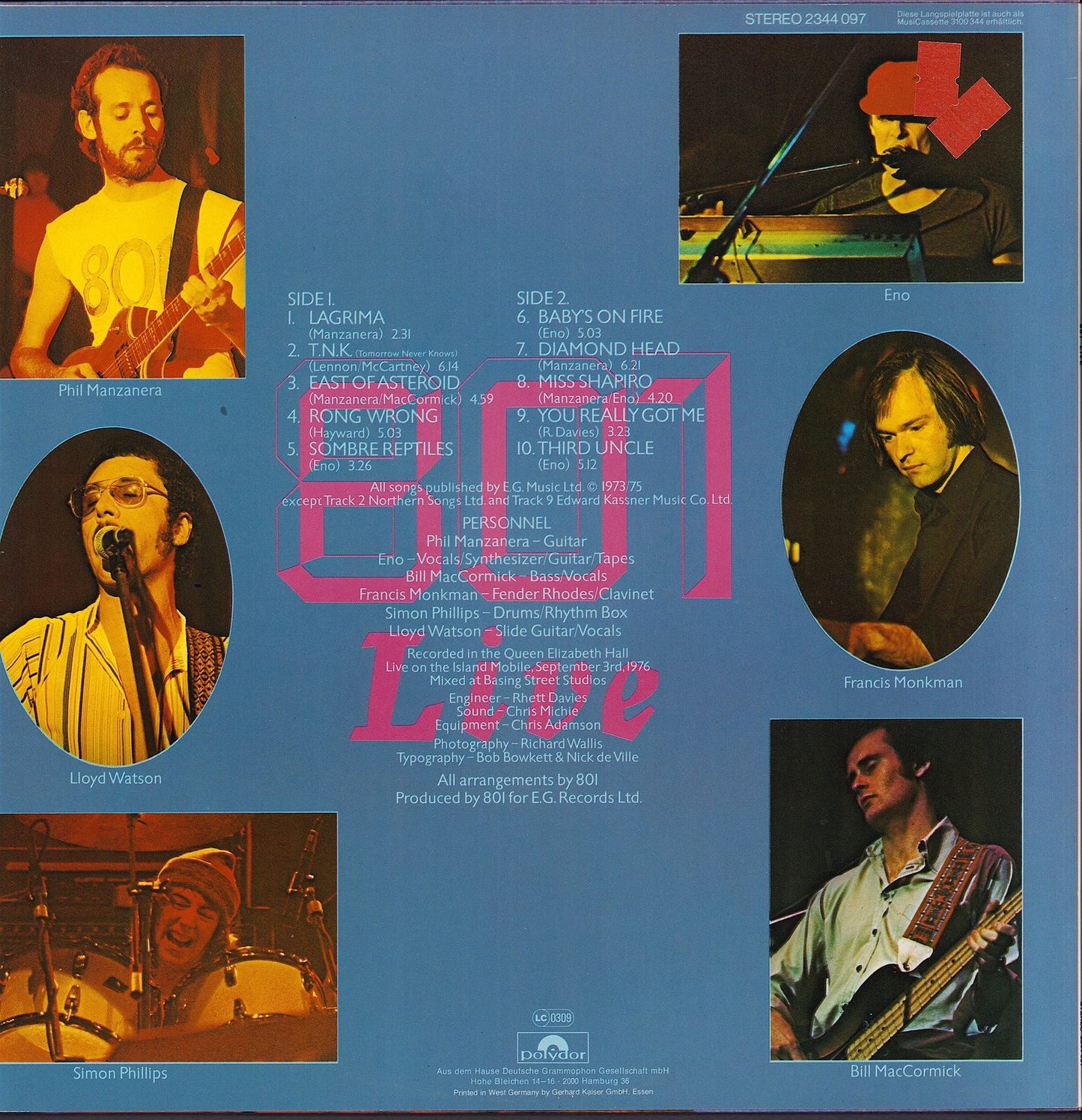 801 ‎- 801 Live Vinyl LP
