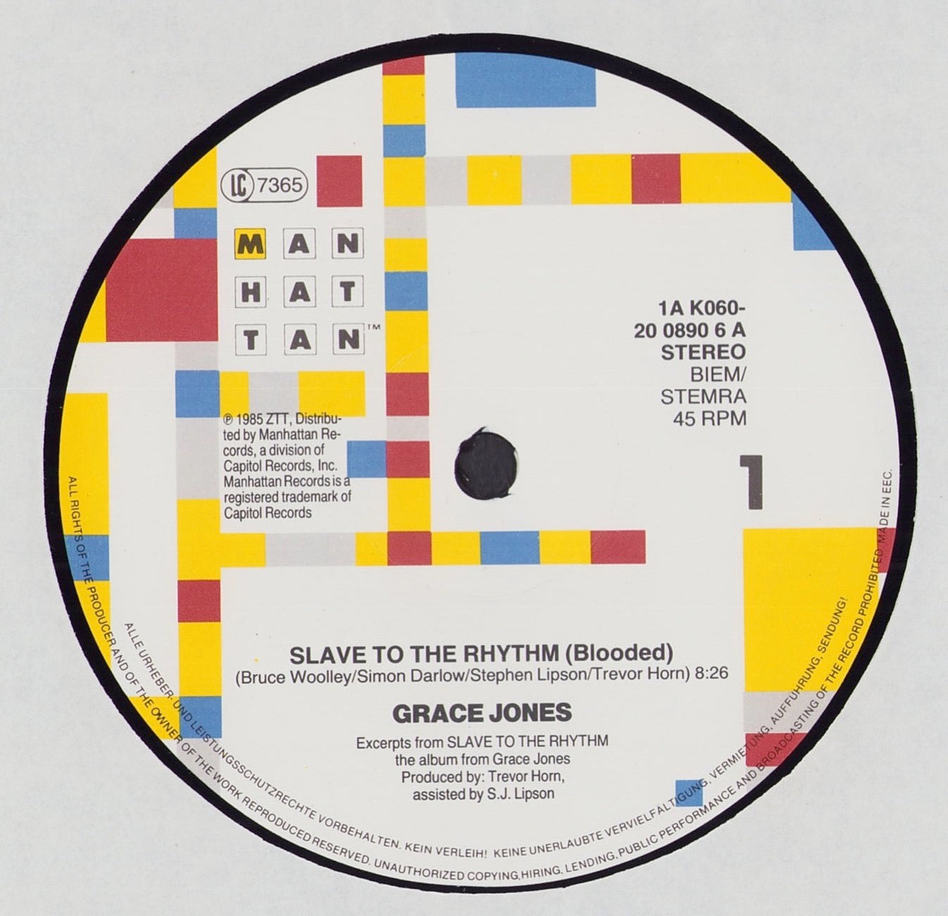Grace Jones ‎- Slave To The Rhythm (Vinyl 12")