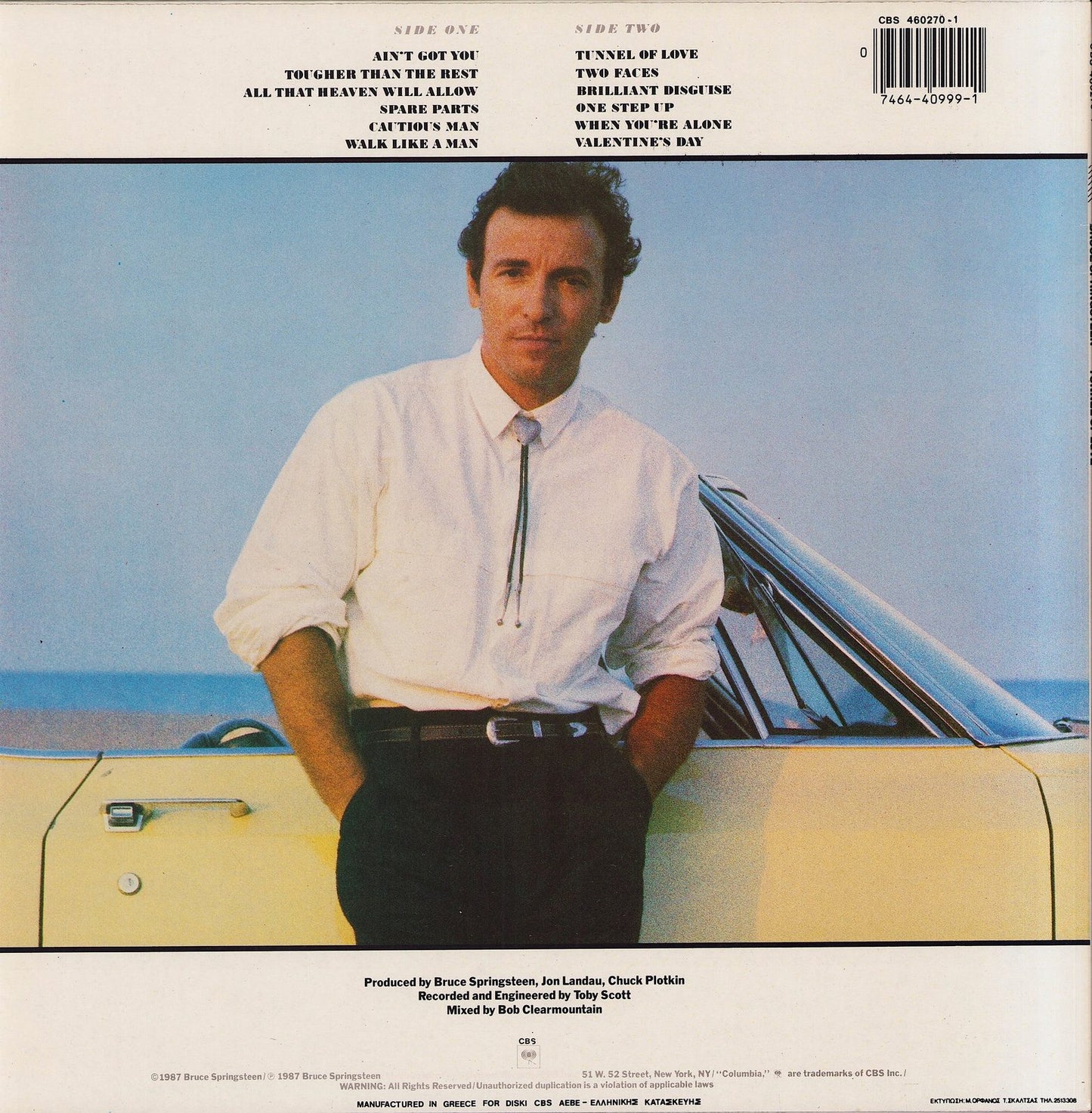 Bruce Springsteen ‎- Tunnel Of Love Vinyl LP GREECE