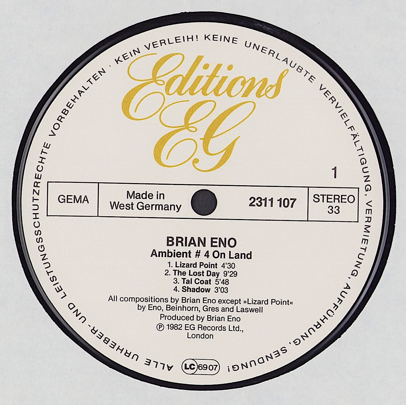 Brian Eno - Ambient 4 (On Land) (Vinyl LP) DE