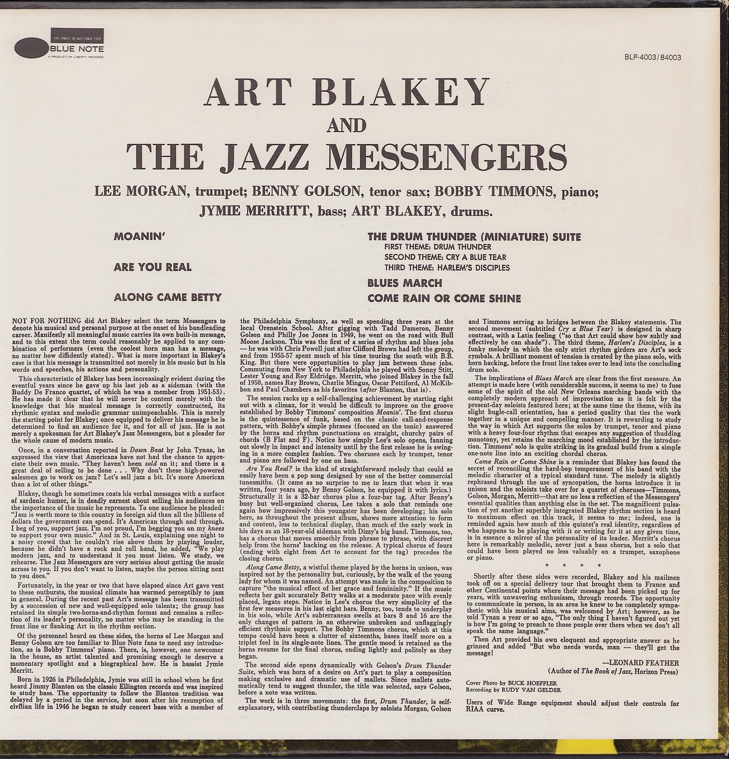 Art Blakey And The Jazz Messengers - Moanin' Vinyl LP