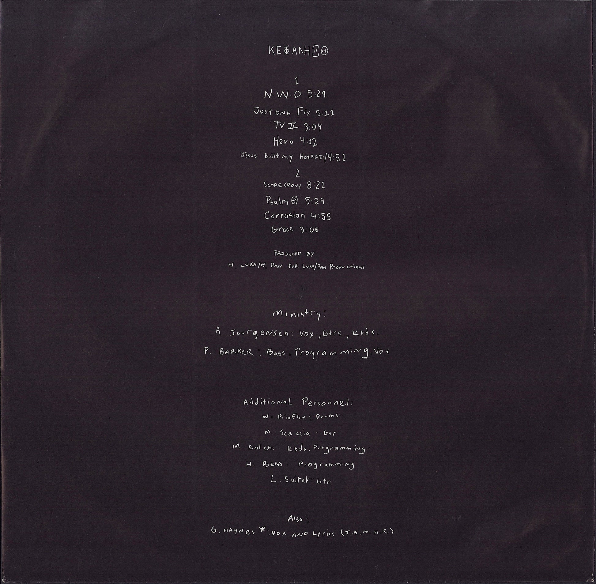 Ministry ‎- ΚΕΦΑΛΗΞΘ Vinyl LP