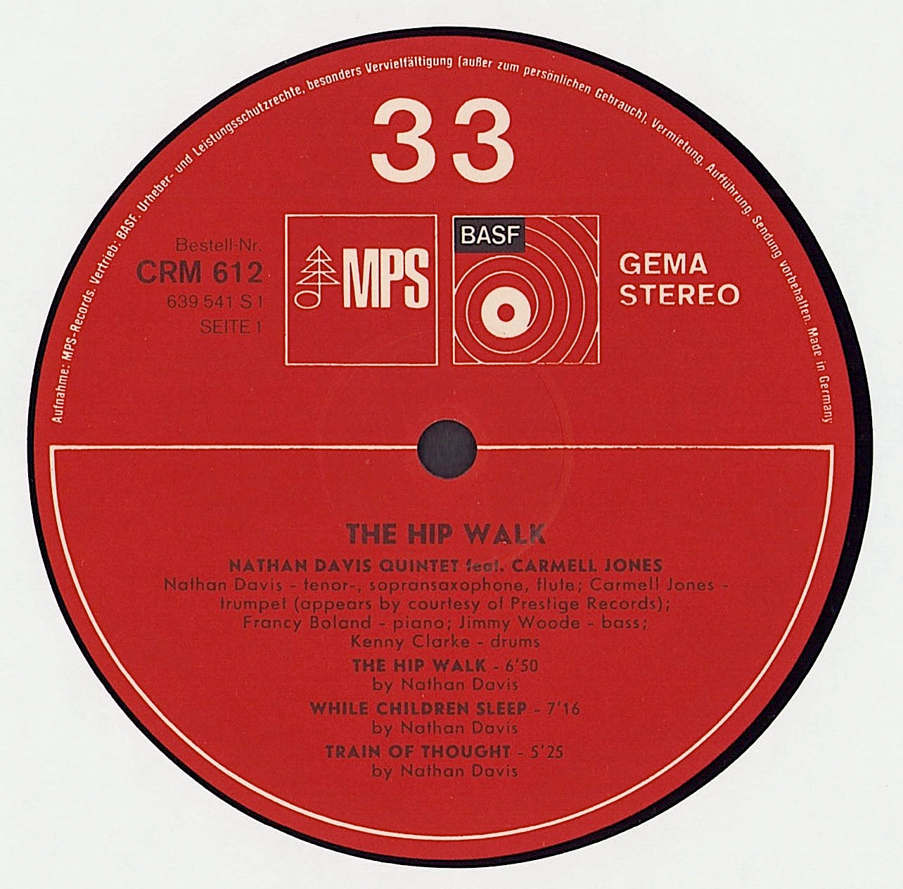Nathan Davis Quintet Featuring Carmell Jones ‎- The Hip Walk Vinyl LP