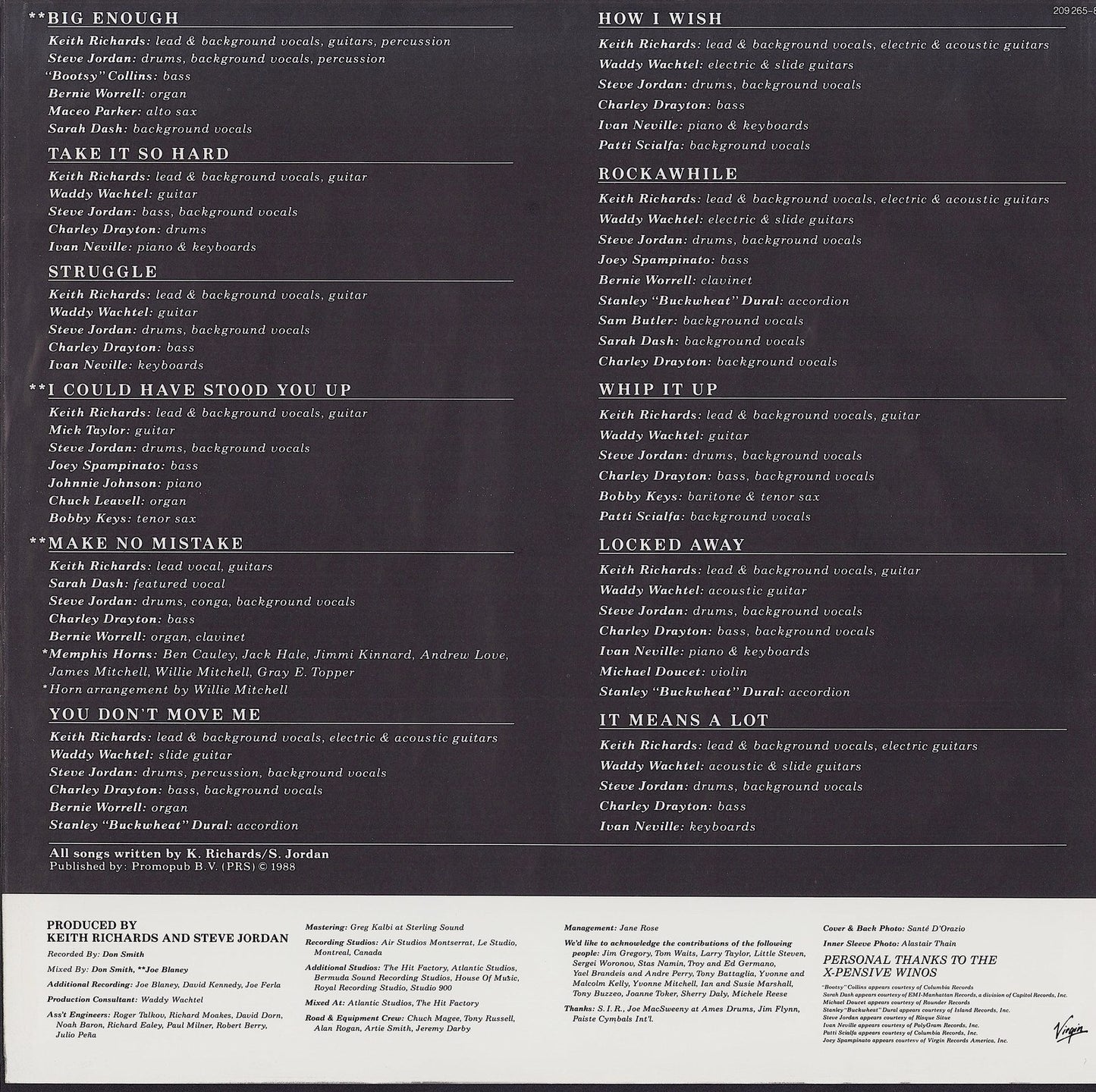 Keith Richards ‎- Talk Is Cheap Vinyl LP 2.