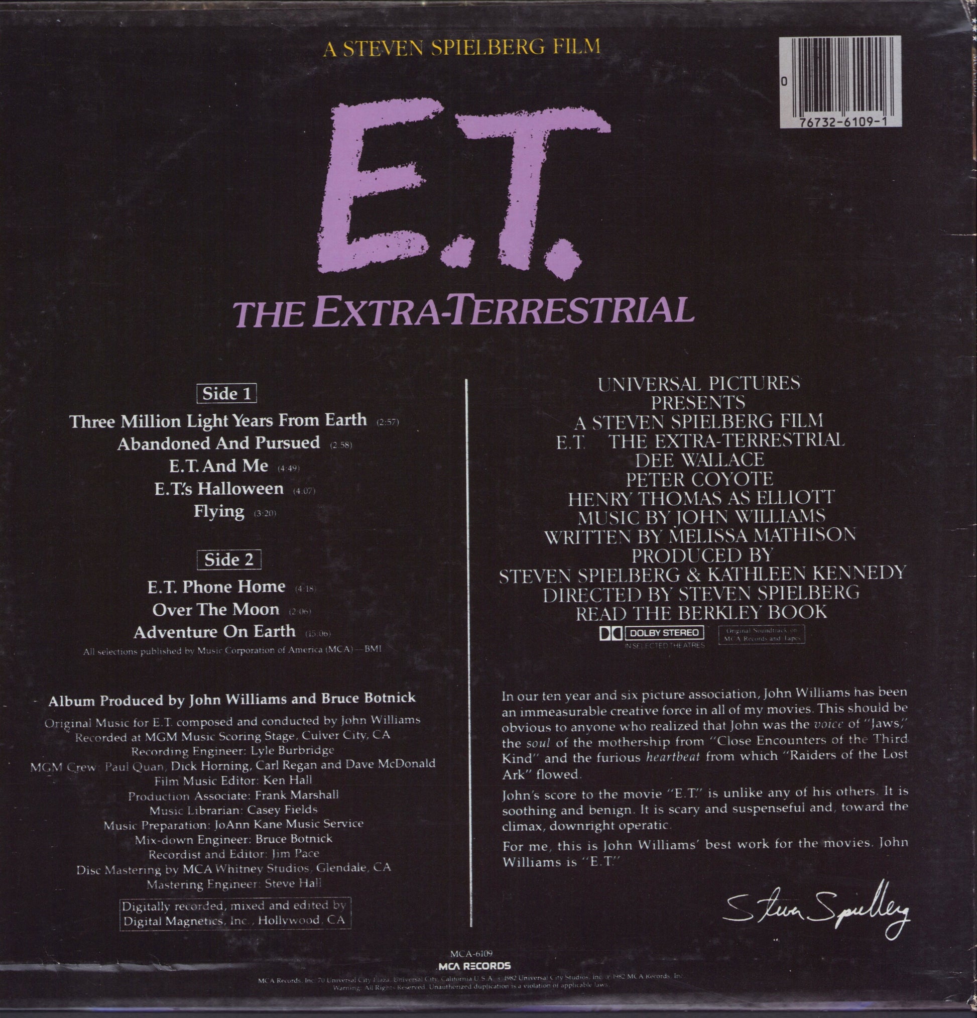 John Williams - E.T. The Extra-Terrestrial Music From The Original Motion Picture Soundtrack