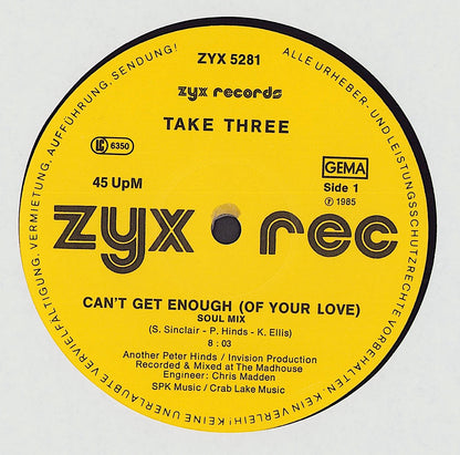 Take Three ‎- Can't Get Enough Of Your Love Vinyl 12"