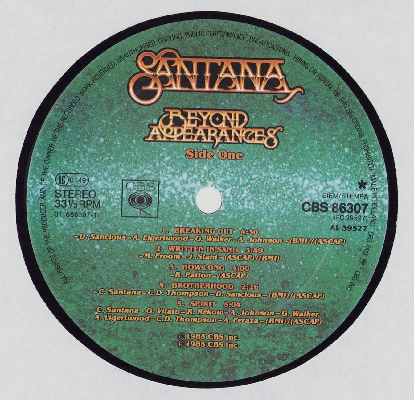 Santana ‎- Beyond Appearances Vinyl LP