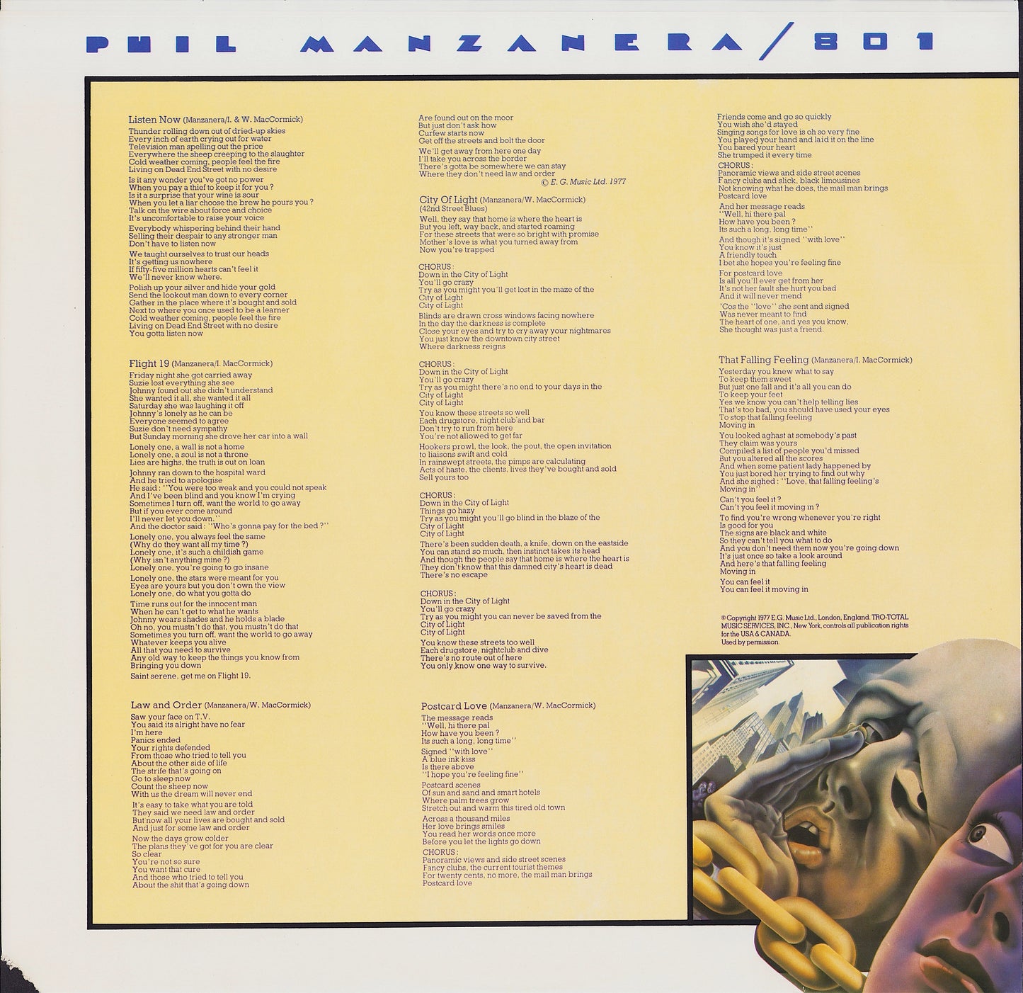 Phil Manzanera / 801 ‎- Listen Now Vinyl LP US