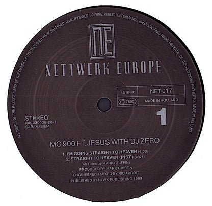 MC 900 Ft Jesus With DJ Zero - I'm Going Straight To Heaven Vinyl 12"