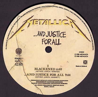 Metallica - ...And Justice For All Vinyl 2LP