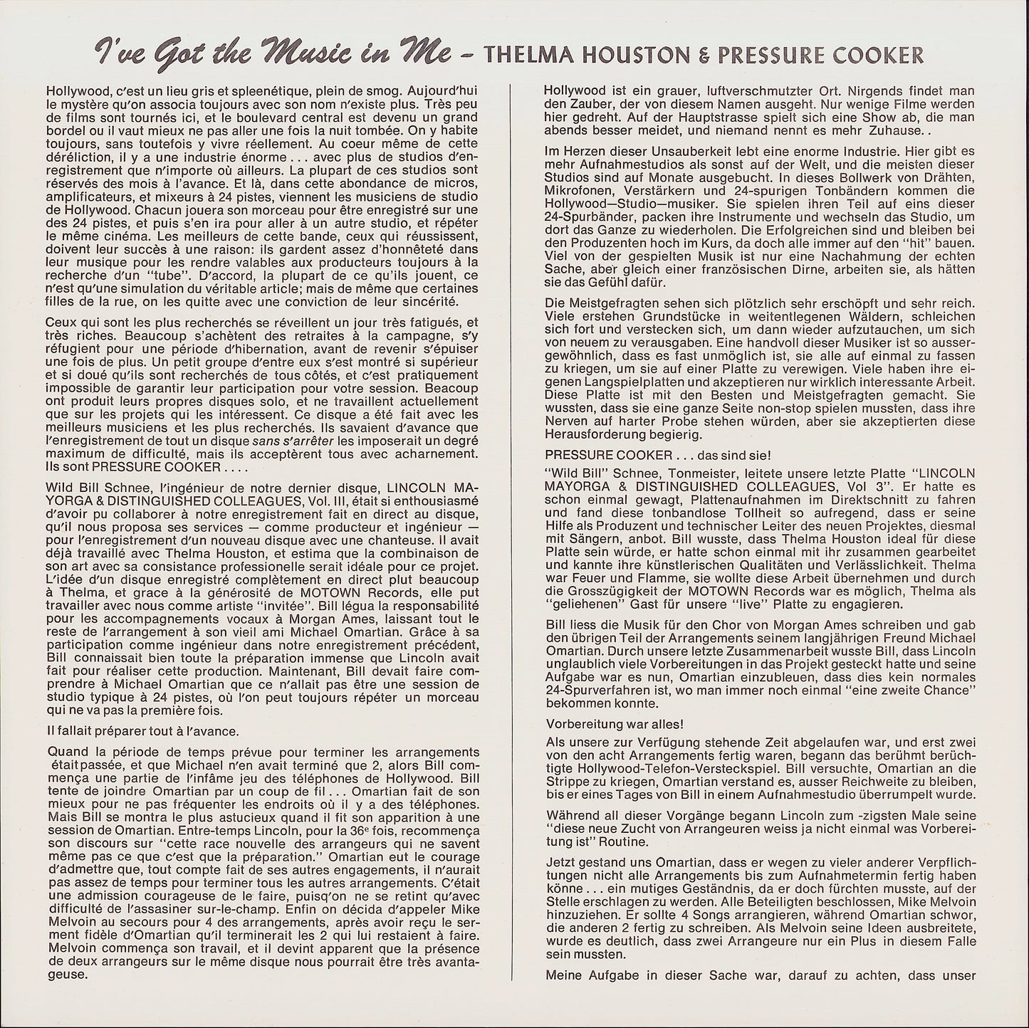 Thelma Houston & Pressure Cooker ‎- I've Got The Music In Me Vinyl LP Limited Edition,