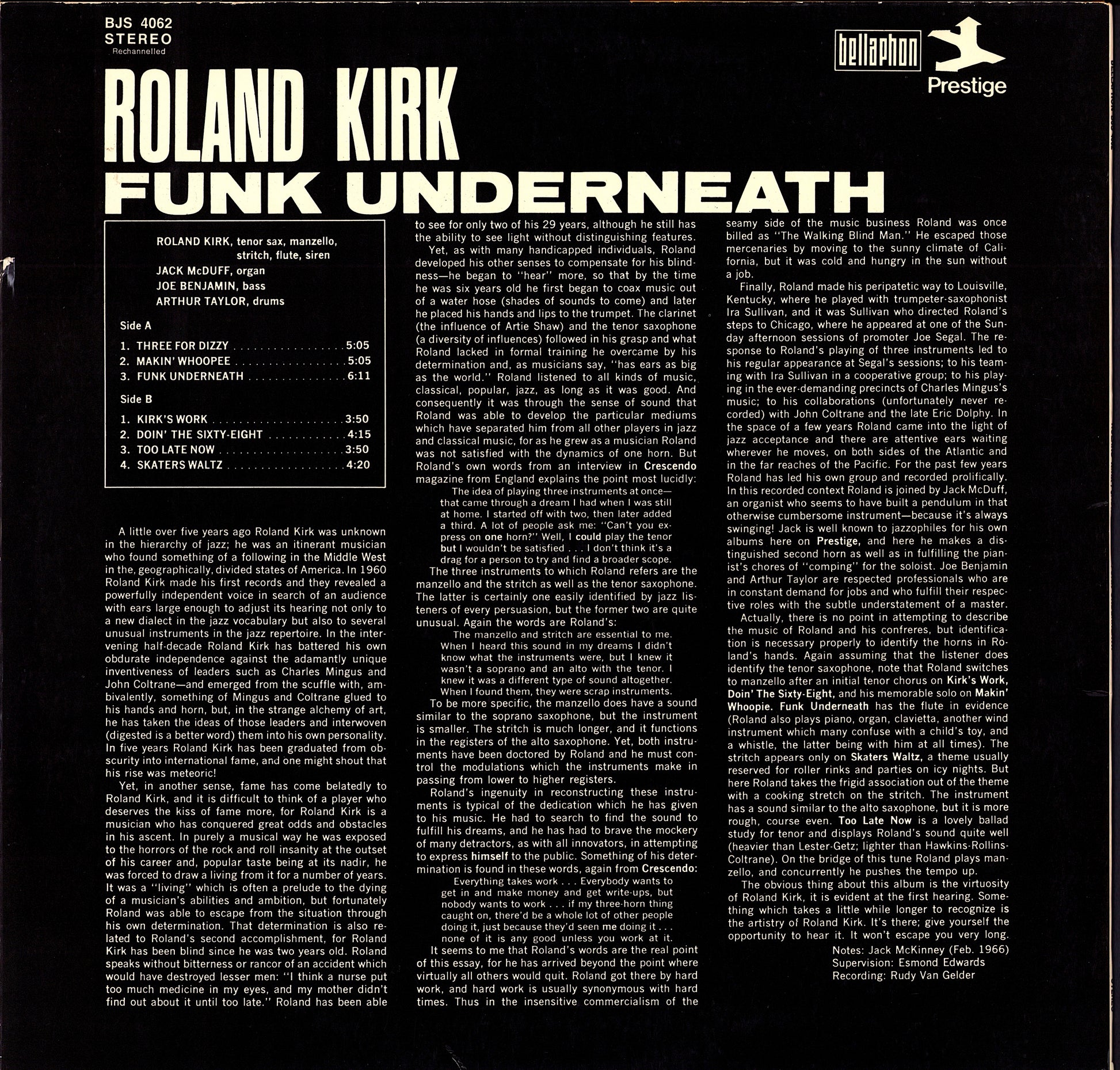 Roland Kirk With Jack McDuff – Funk Underneath Vinyl LP