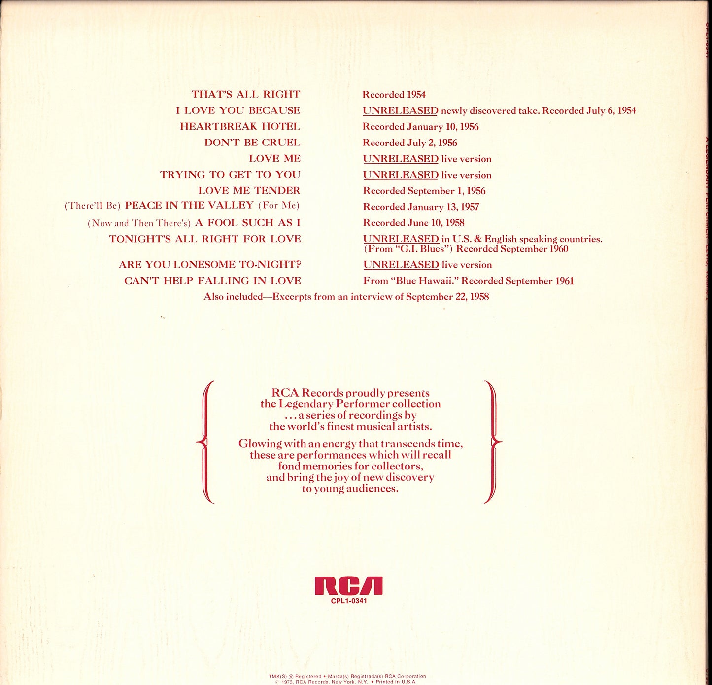 Elvis Presley - Elvis: A Legendary Performer Volume 1 (Vinyl LP | IT Original | 1974)
