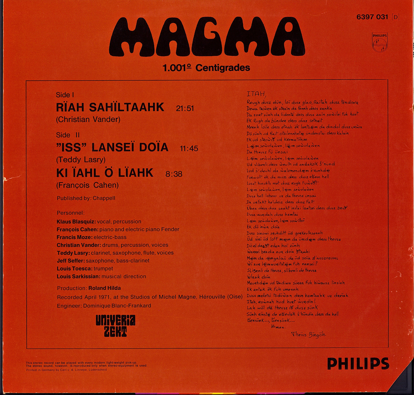 Magma – 1.001° Centigrades Vinyl LP