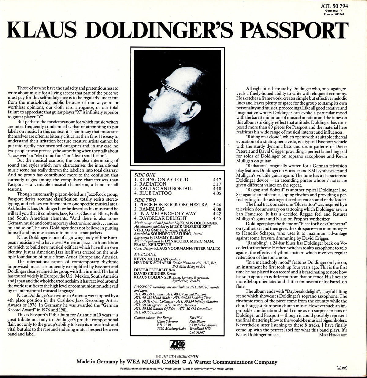 Passport - Earthborn Vinyl LP | German Pressing Kopie Kopie