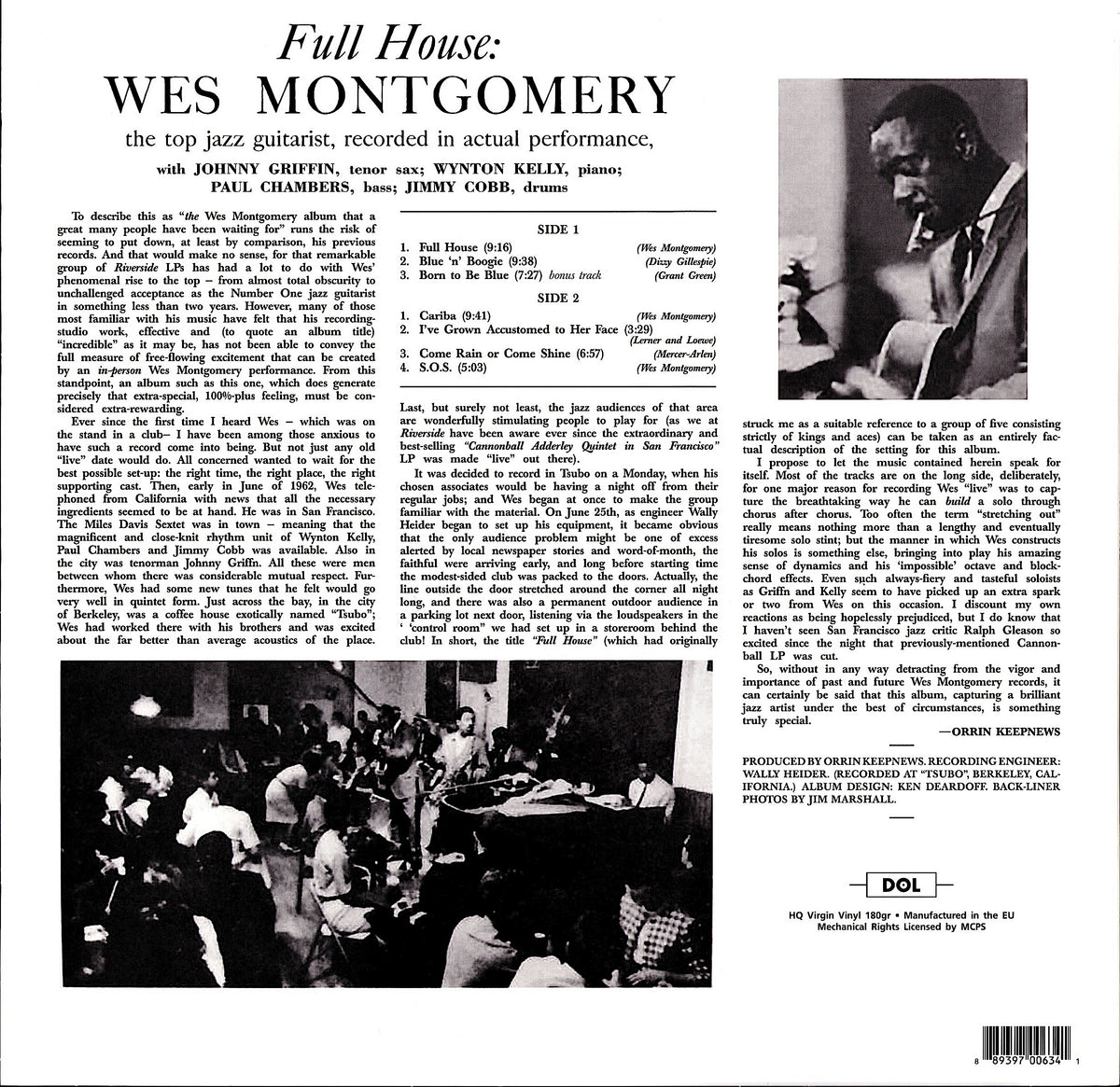 Wes Montgomery - The Incredible Jazz Guitar Of Wes Montgomery Vinyl LP | EU Reissue | 2011 | Limited Edition | 180 Gram Kopie Kopie
