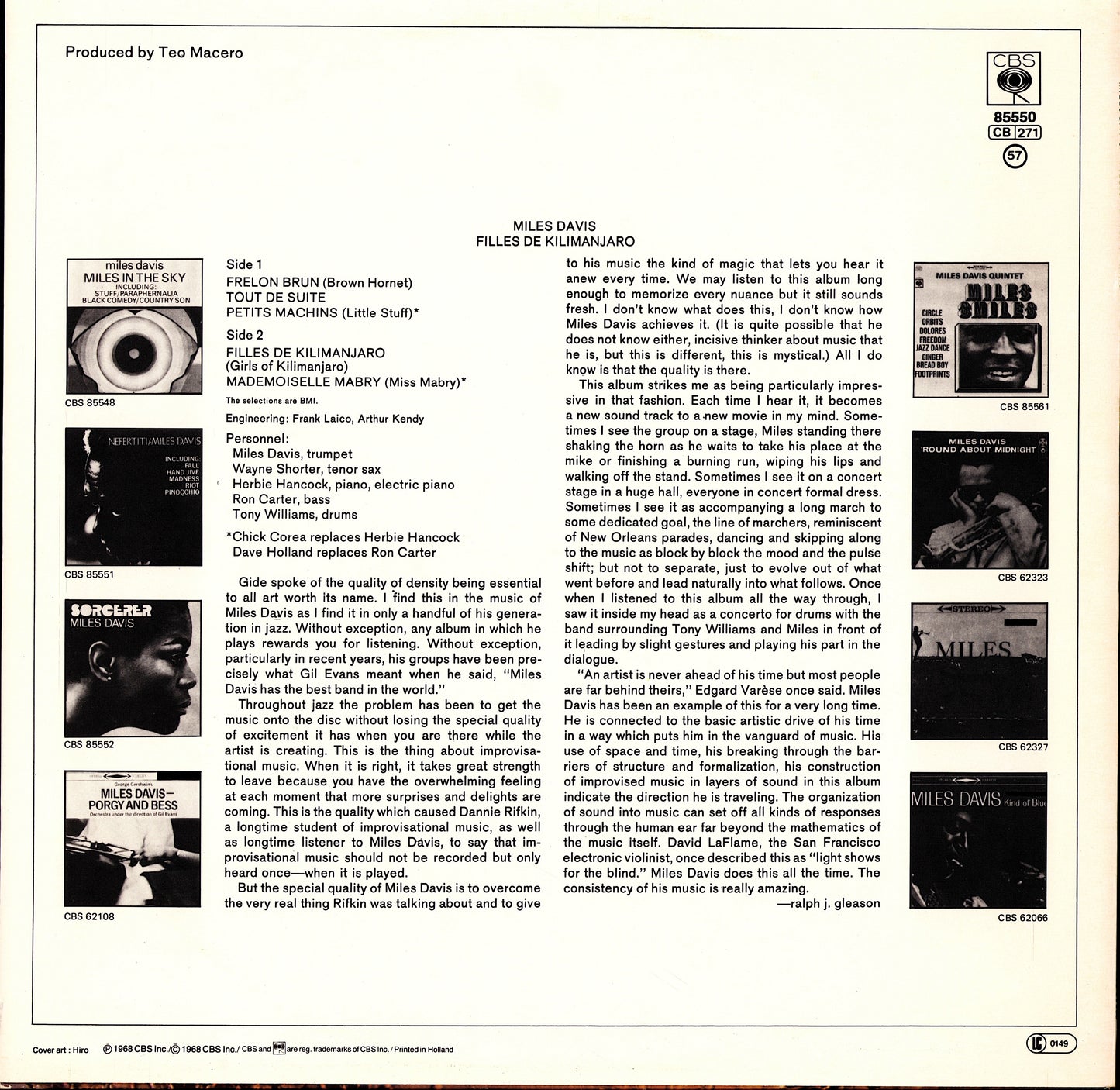 Miles Davis ‎- Filles De Kilimanjaro Vinyl LP