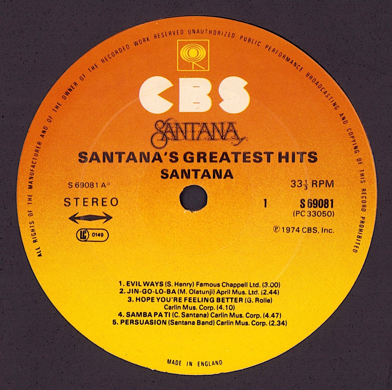 Santana - Santana's Greatest Hits Vinyl LP