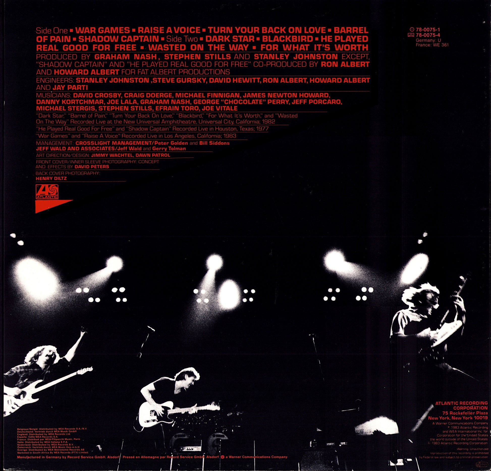 Crosby, Stills & Nash - Live It Up Vinyl LP | EU Original | 1990 Kopie