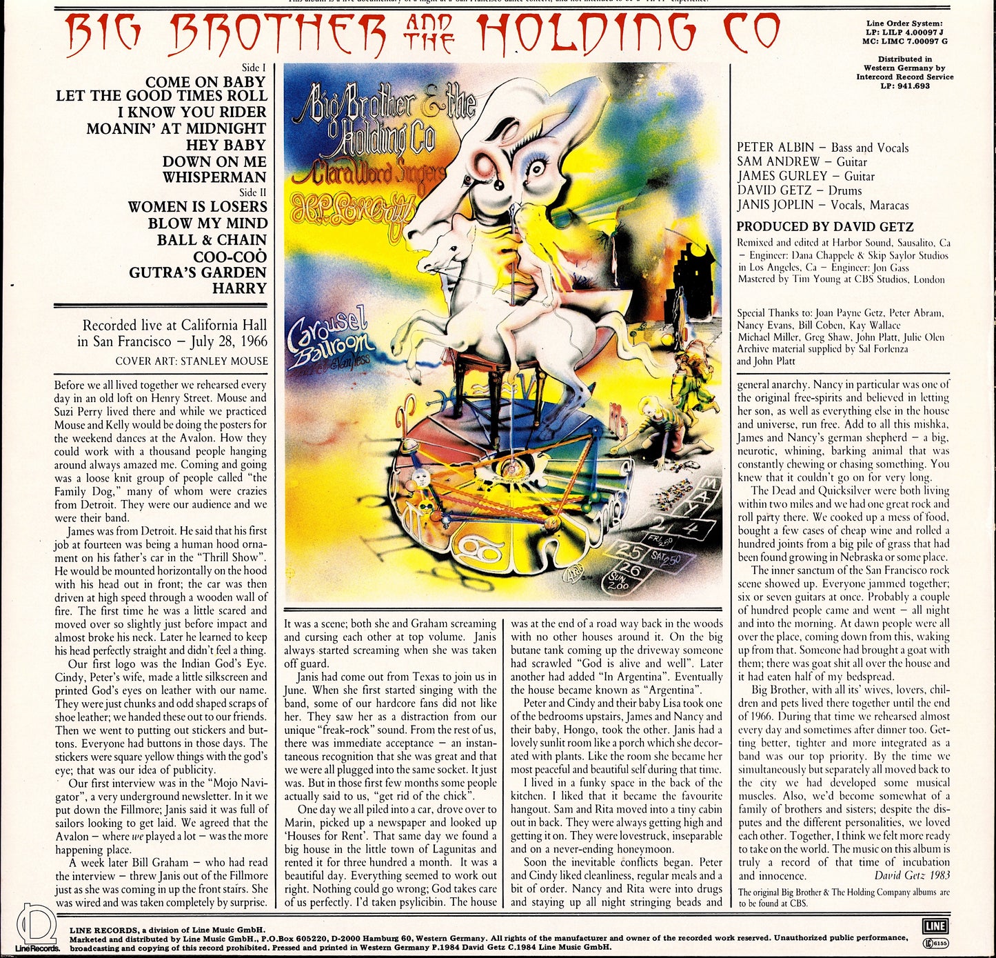 Big Brother & The Holding Company - Cheap Thrills Vinyl LP | UK Reissue | 1975 Kopie
