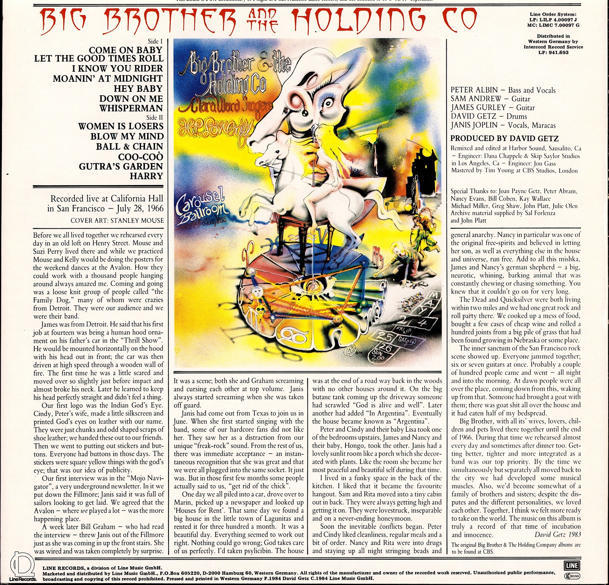 Big Brother & The Holding Company - Cheap Thrills Vinyl LP | UK Reissue | 1975 Kopie