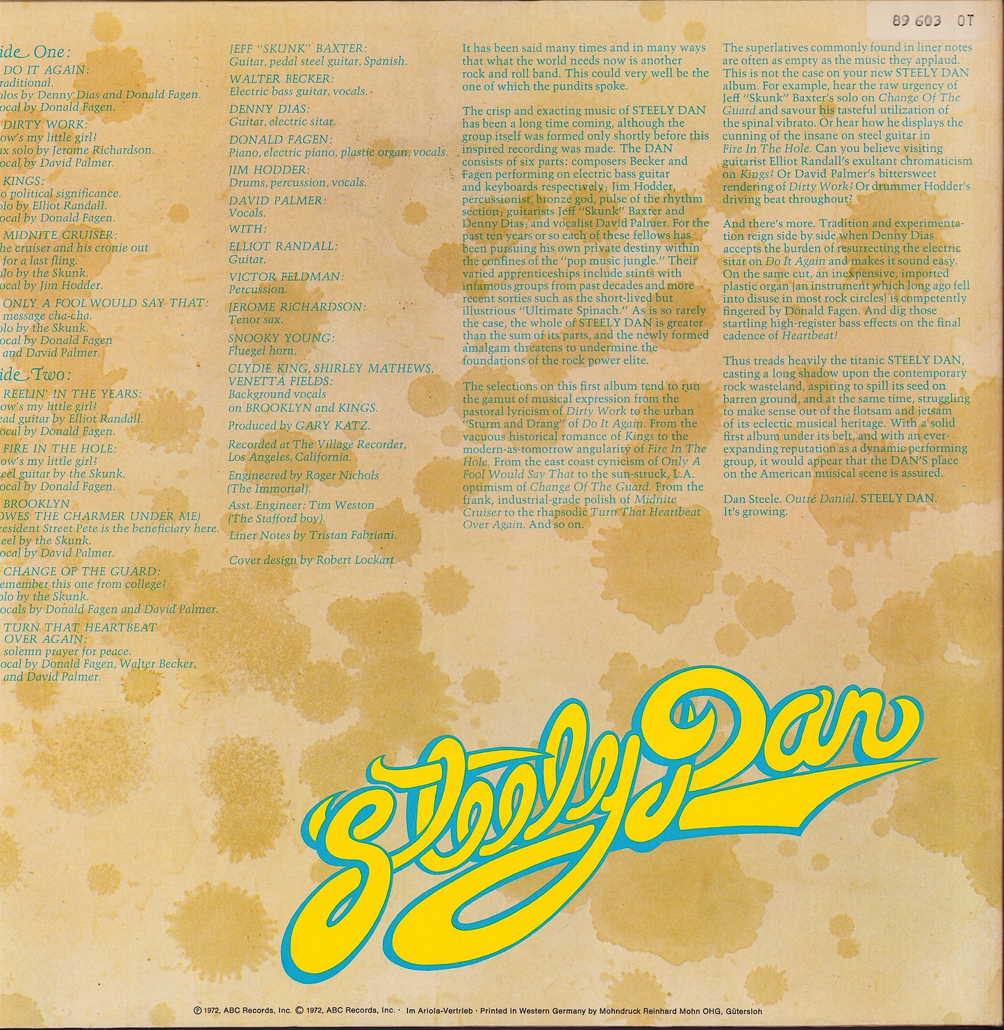 Steely Dan ‎- Can't Buy A Thrill Vinyl LP