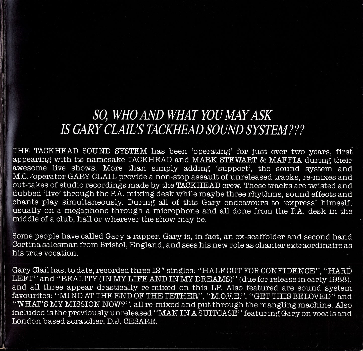 Gary Clail's Tackhead Sound System – Tackhead Tape Time Green Vinyl LP