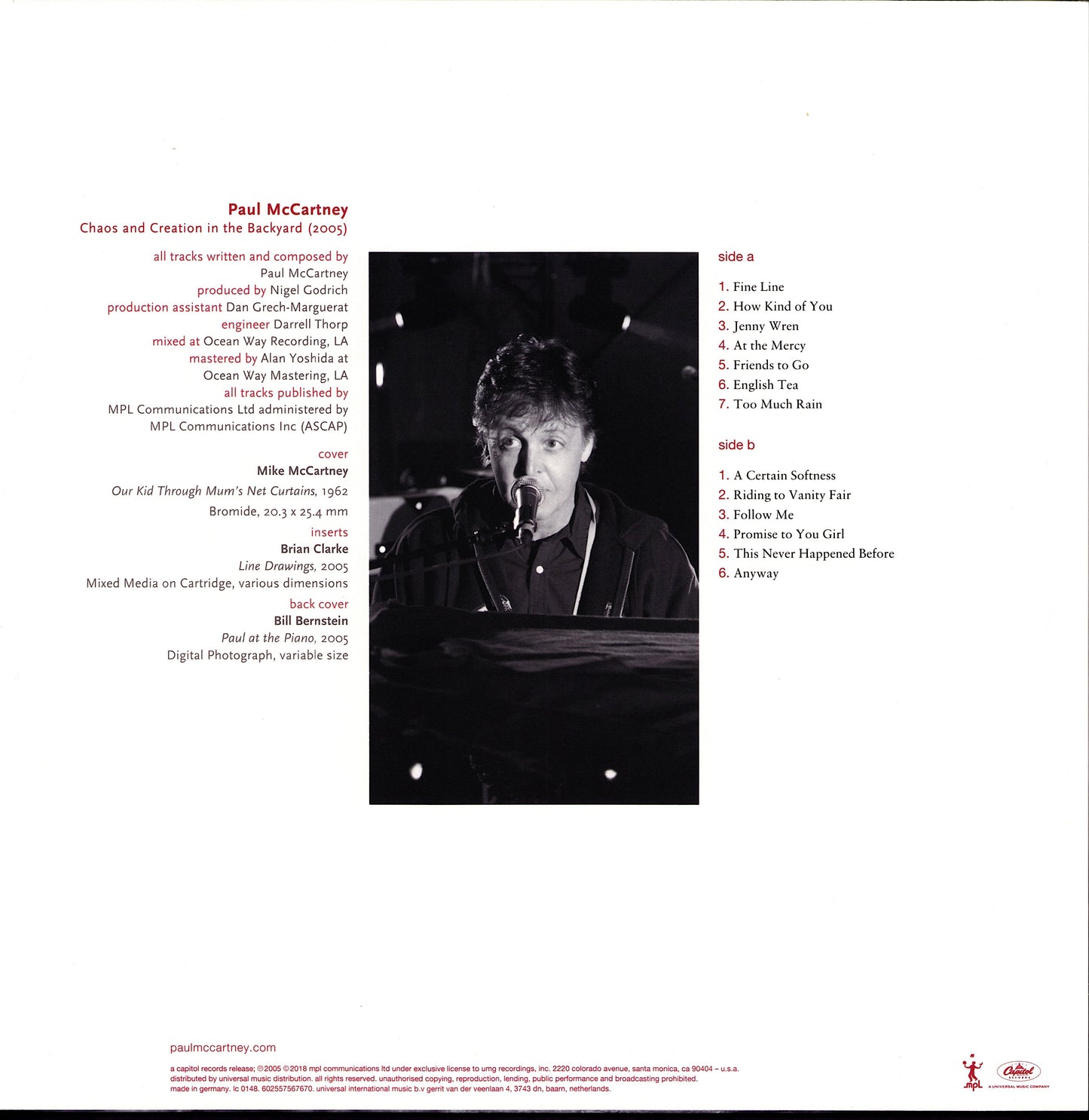 Paul McCartney - Chaos And Creation In The Backyard (Vinyl LP | Worldwide Reissue | 2018)