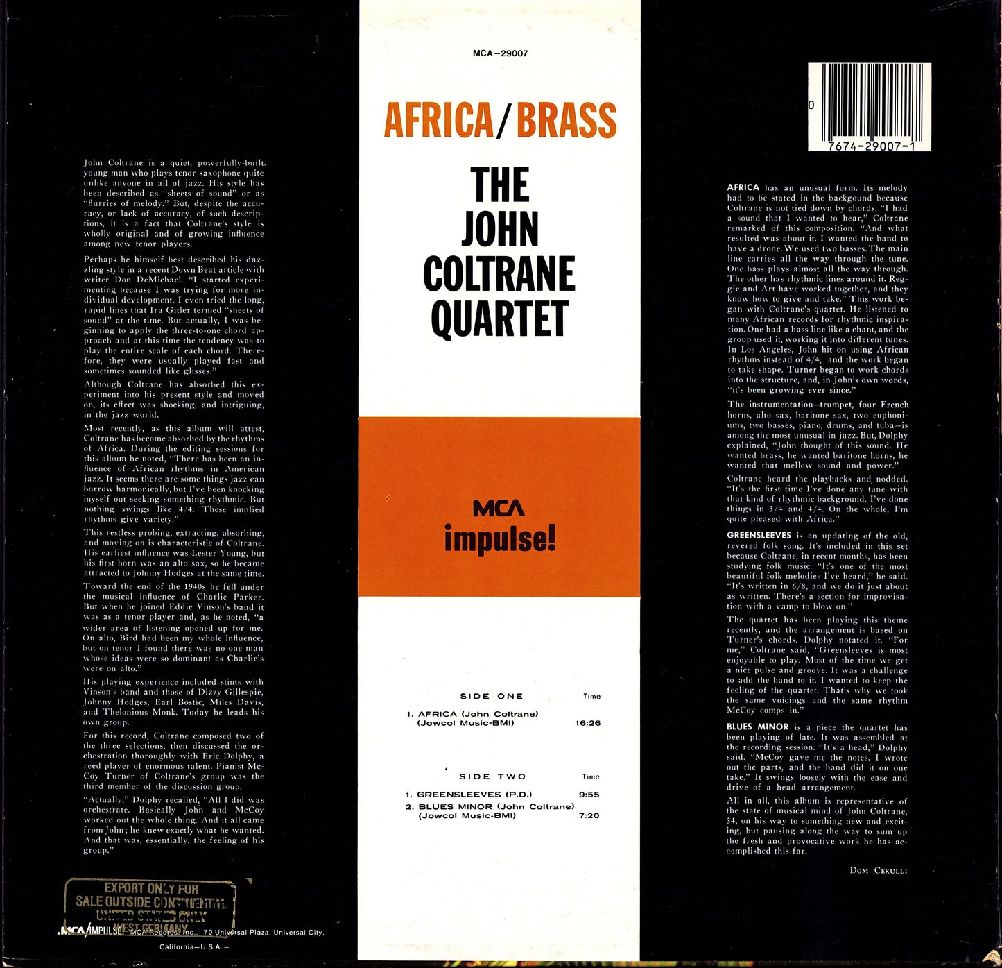 The John Coltrane Quartet – Africa / Brass Vinyl LP