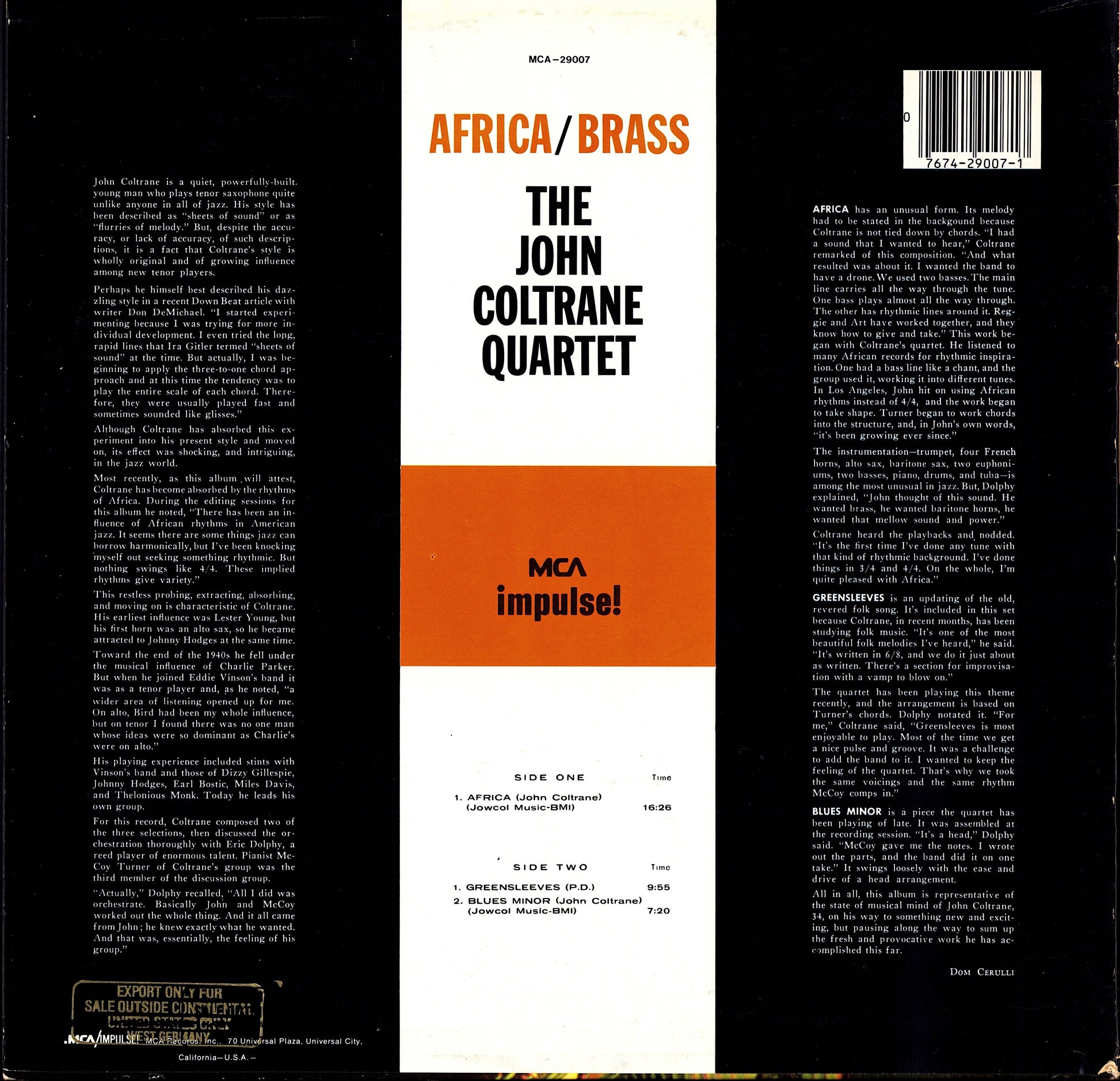 The John Coltrane Quartet – Africa / Brass Vinyl LP