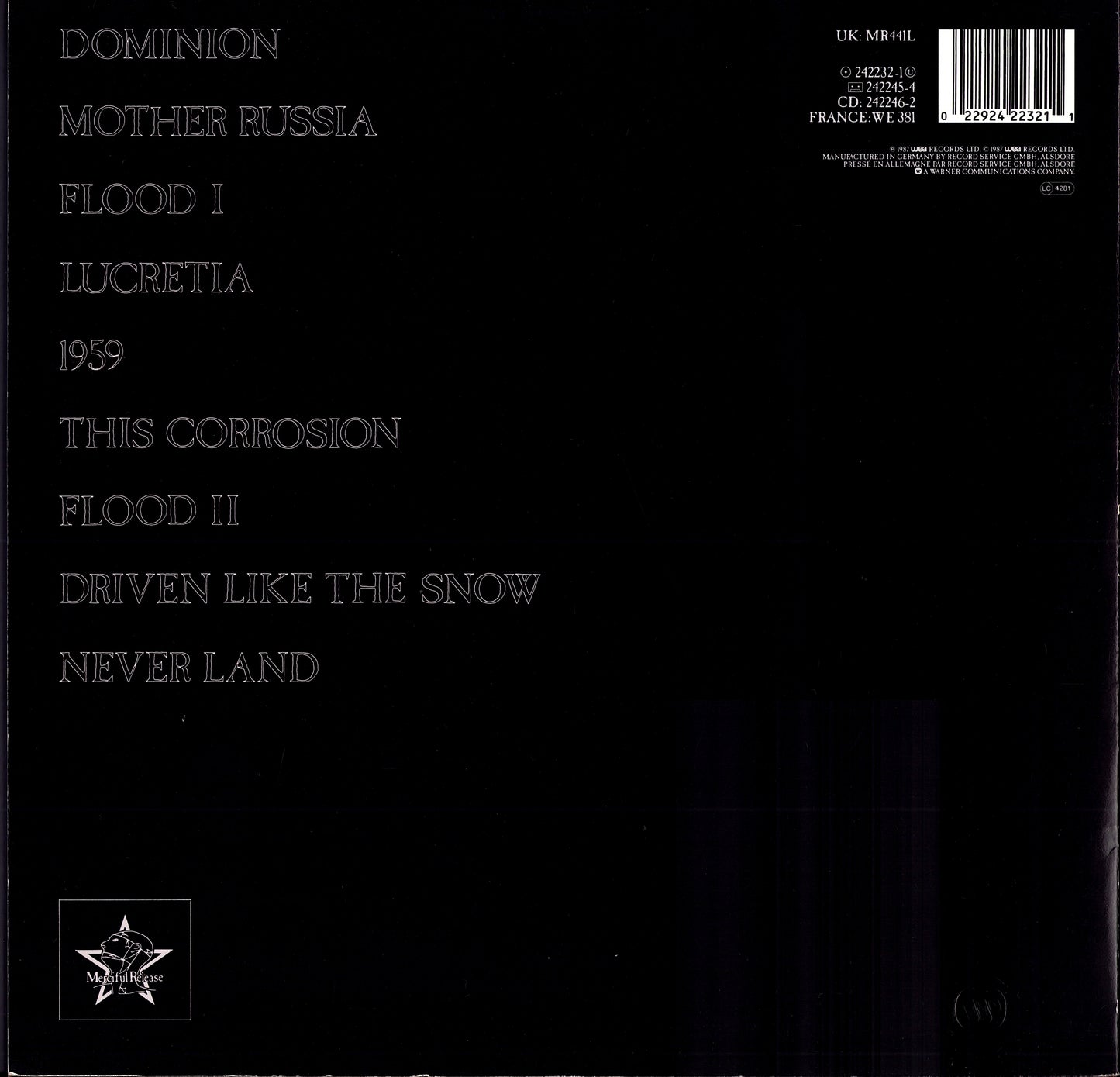 The Sisters Of Mercy – Floodland Vinyl LP Kopie