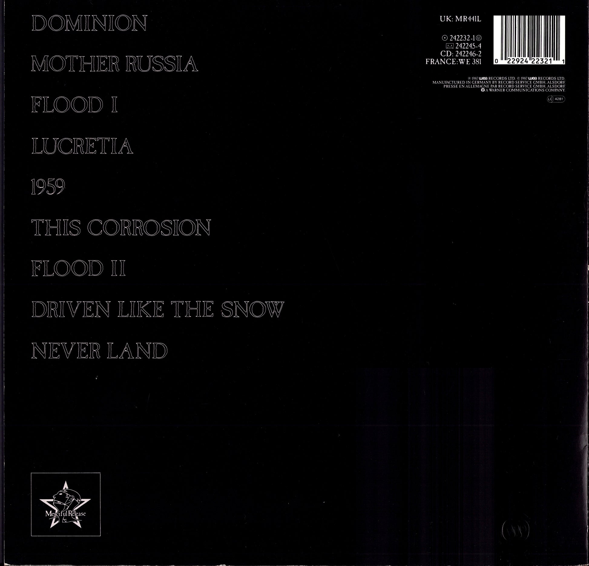 The Sisters Of Mercy – Floodland Vinyl LP Kopie