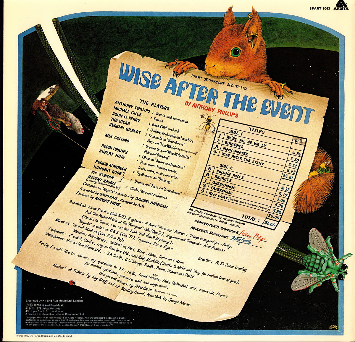 Anthony Phillips - Wise After The Event Vinyl LP | UK Original | 1978 | Gatefold Kopie