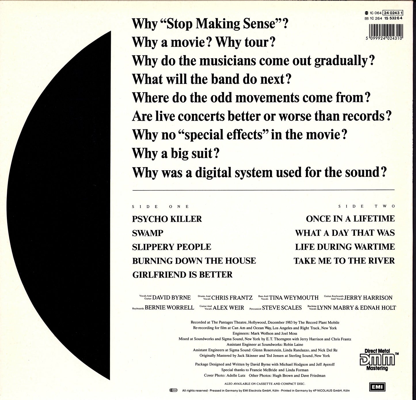 Talking Heads – Stop Making Sense Vinyl LP | EU Original | 1984