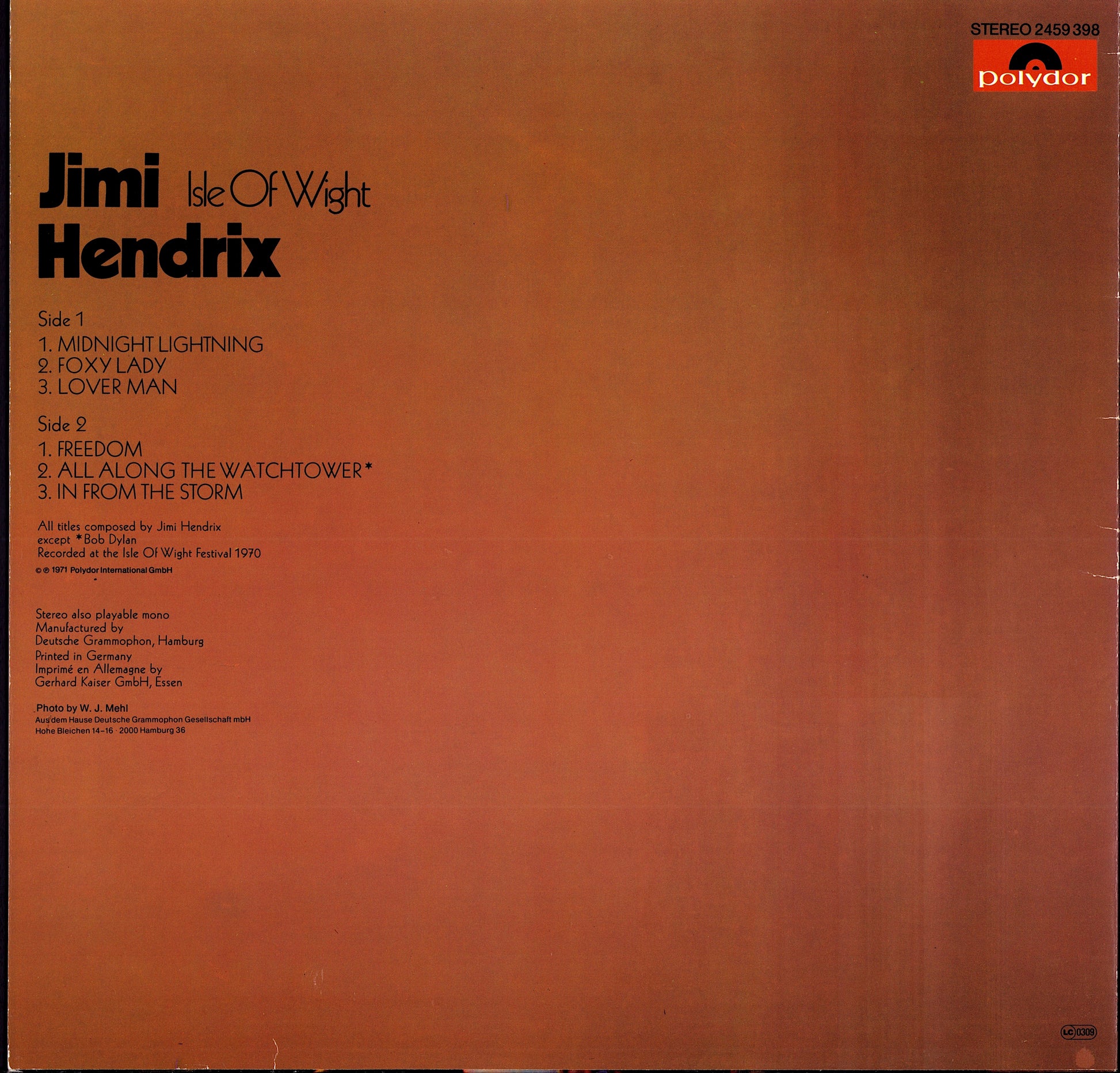 Jimi Hendrix – The Cry Of Love Vinyl LP | DE Reissue | 1978 Kopie