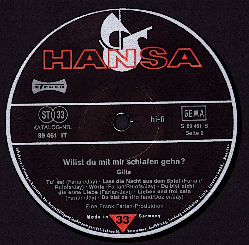 Gilla + Seventy Five Music – Willst Du Mit Mir Schlafen Gehn? Vinyl LP