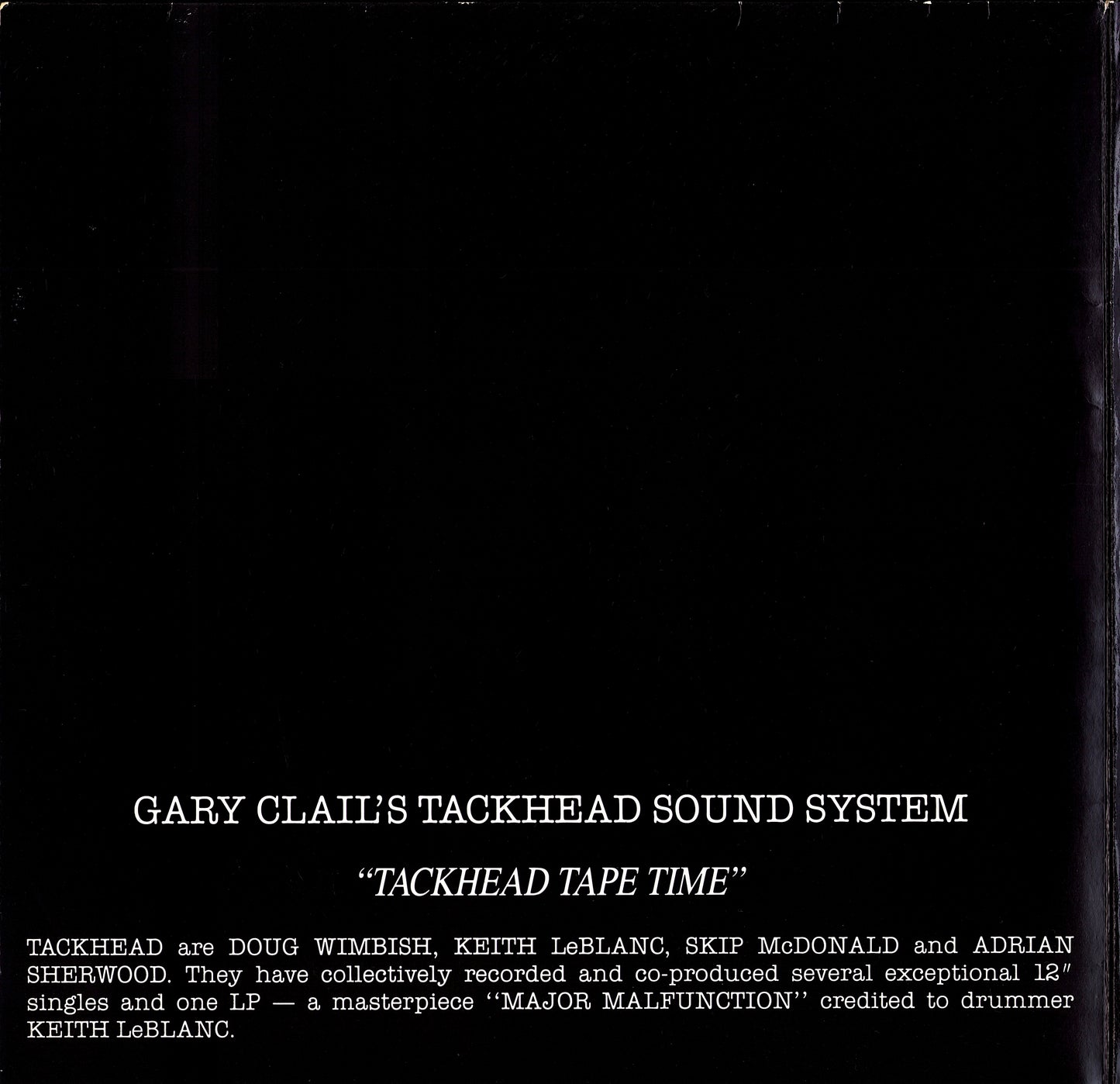 Gary Clail's Tackhead Sound System – Tackhead Tape Time Green Vinyl LP