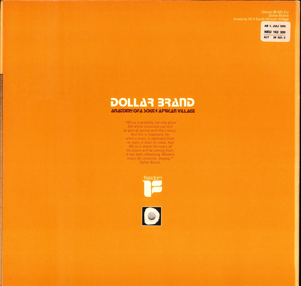 Dollar Brand / Abdullah Ibrahim - African Dawn Vinyl LP | DE Original | 1983 Kopie