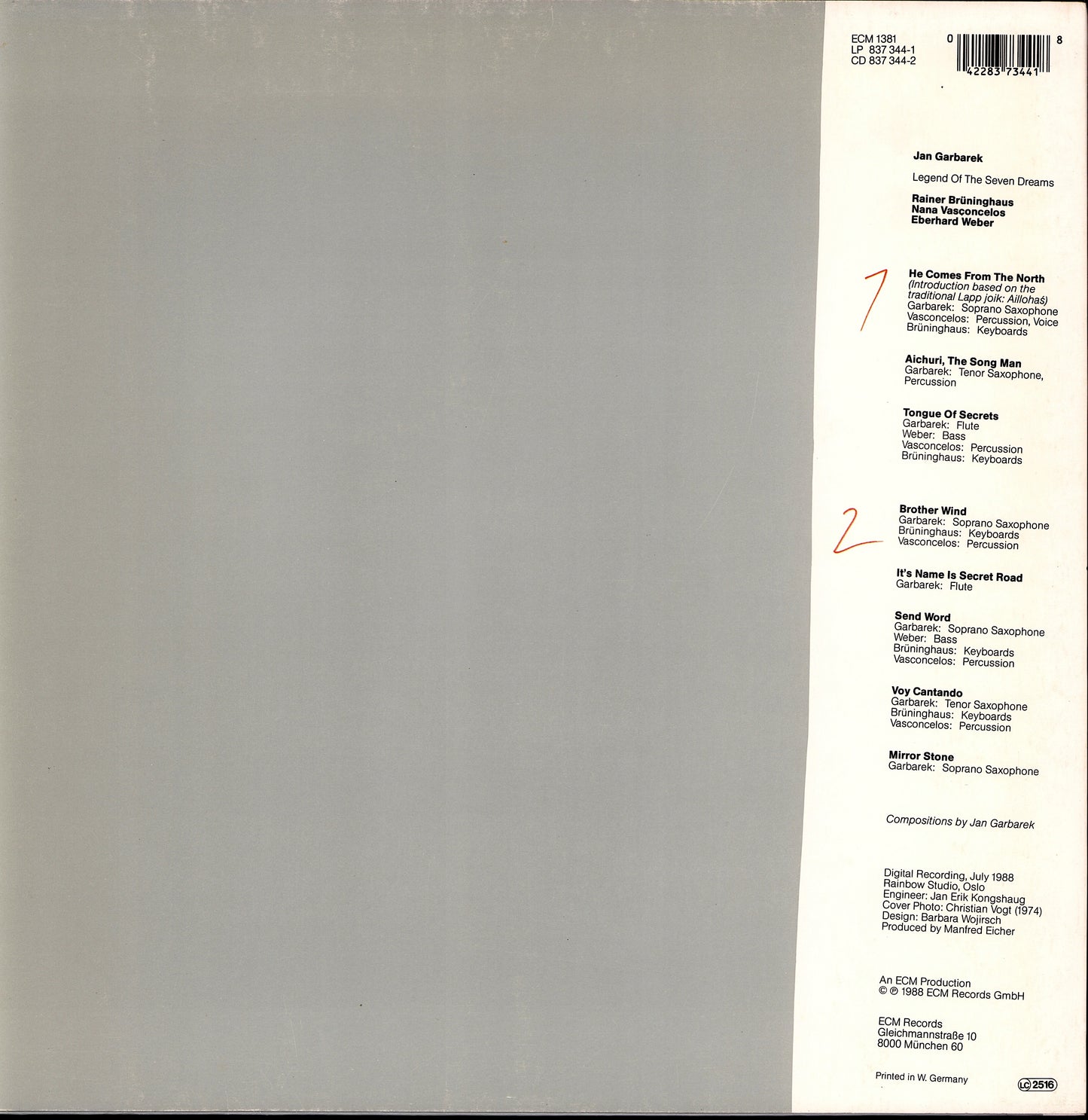 Jan Garbarek Bobo Stenson Quartet – Dansere Vinyl LP Kopie