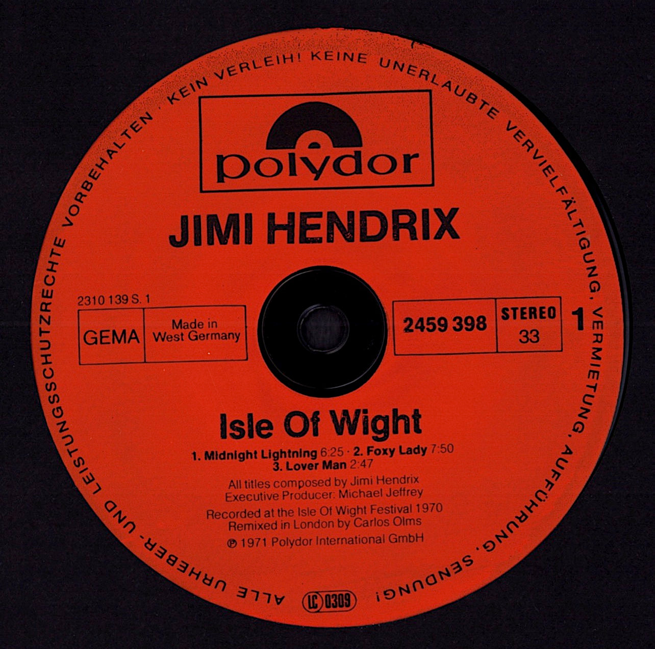 Jimi Hendrix – The Cry Of Love Vinyl LP | DE Reissue | 1978 Kopie